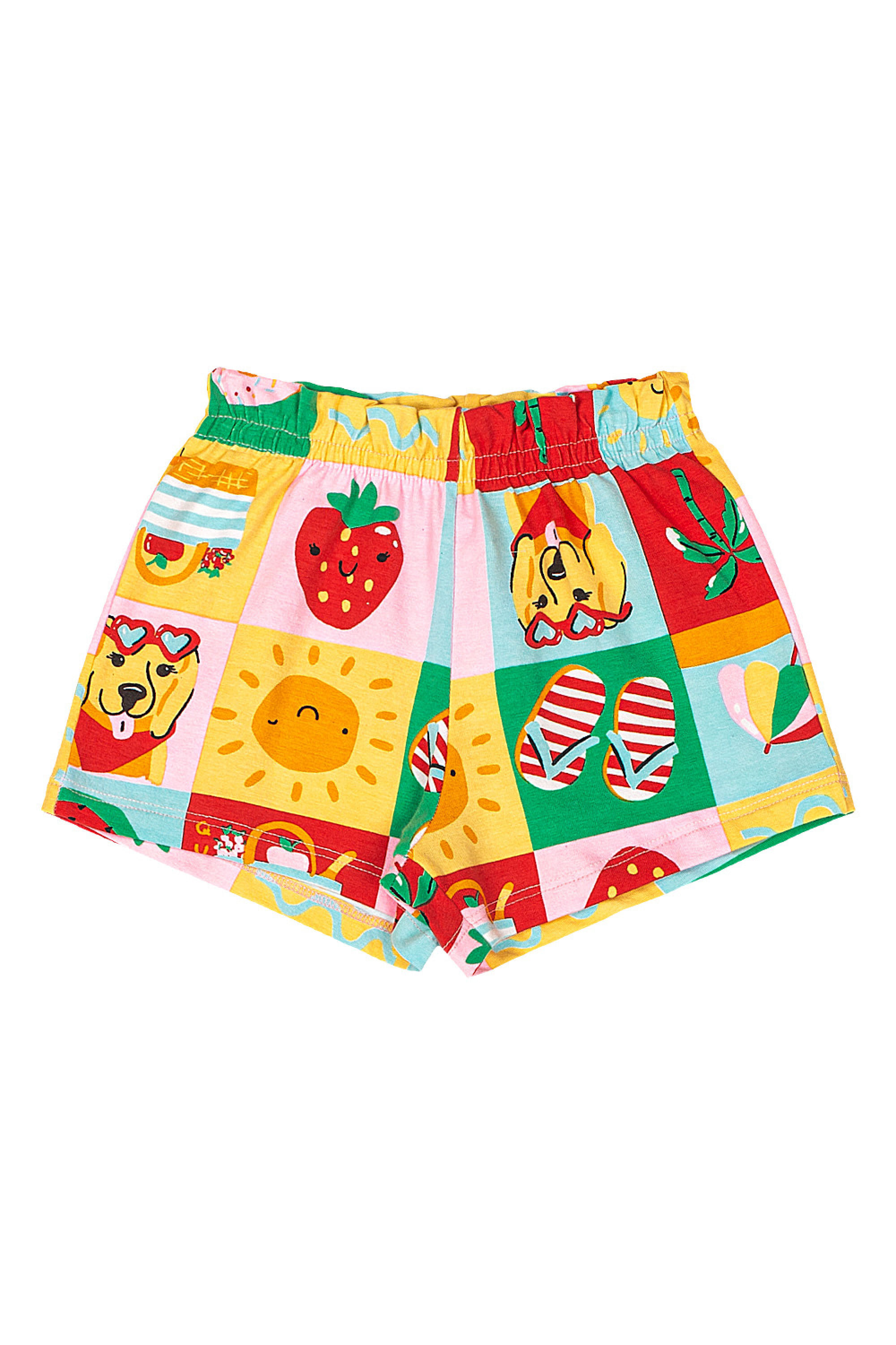 Conjunto Bebê Menina Blusa com Strass e Short Estampado (Branco) Quimby - Imagem 14